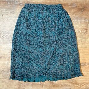Piupiuchick Emerald Leopard Print Frill Wrap Skirt Teal NWT